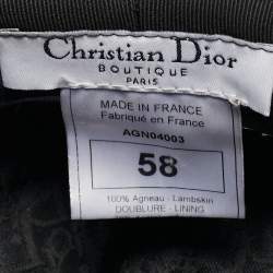 Pre Owned Dior Black Croc Embossed Leather Newsboy Cap
