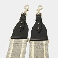 Dior Grey/White Canvas and Leather Shoulder Bag Strap