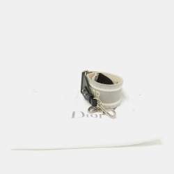 Dior Grey/White Canvas and Leather Shoulder Bag Strap