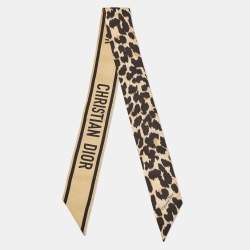 Dior Black/Gold Leopard Print Silk Mizza Mitzah Scarf