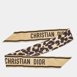 Dior Black/Gold Leopard Print Silk Mizza Mitzah Scarf