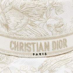 Pre Owned Dior Ivory/Gold Toile de Jouy D Bobby Cotton Bucket Hat 57