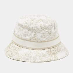 Pre Owned Dior Ivory/Gold Toile de Jouy D Bobby Cotton Bucket Hat 57