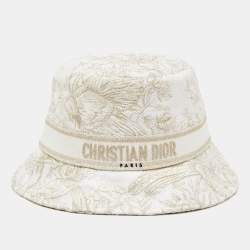 Pre Owned Dior Ivory/Gold Toile de Jouy D Bobby Cotton Bucket Hat 57
