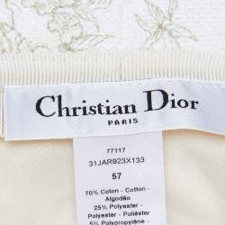 Pre Owned Dior Ivory/Gold Toile de Jouy D Bobby Cotton Bucket Hat 57