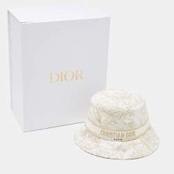 Pre Owned Dior Ivory/Gold Toile de Jouy D Bobby Cotton Bucket Hat 57