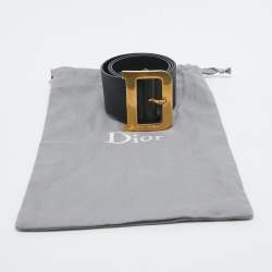 Dior Black Leather Diorquake Buckle Belt 70 CM