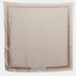 Dior Pink/Grey Oblique Diortwin Silk Square Scarf