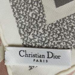 Dior Pink/Grey Oblique Diortwin Silk Square Scarf