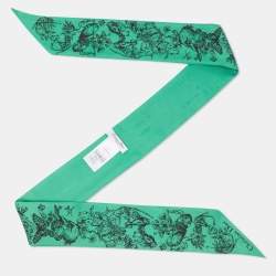 Dior Green Toile de Jouy Zodiac Silk Mitzah Scarf