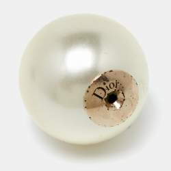 Pre Owned Dior Tribales Faux Pearl Gold Tone Earrings