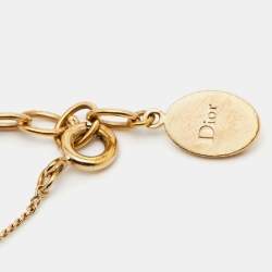 Pre Owned Dior Mise en Dior Faux Pearl Gold Tone Bracelet
