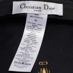 Pre Owned Christian Dior Black Cotton and Mesh Beret Size 58
