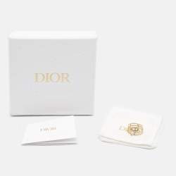 Pre Owned Dior CD Crystals Gold Tone Metal Ring Size 54
