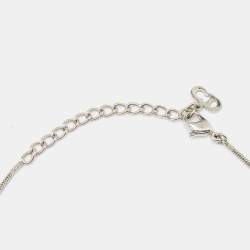 Pre Owned Dior Silver Tone Blue Oblique Trotter Pendant Necklace