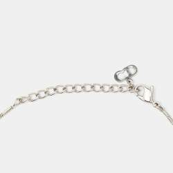 Pre Owned Dior Silver Tone Blue Oblique Trotter Pendant Necklace