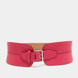 Pre Owned Dior Pink Leather Waist Belt M