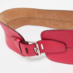 Pre Owned Dior Pink Leather Waist Belt M