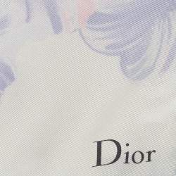 Dior Multicolor Floral Birds Bugs Print Silk Scarf