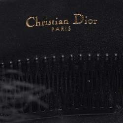 Pre Owned Dior Black Leather Veil Trimmed Poesy Headband One Size