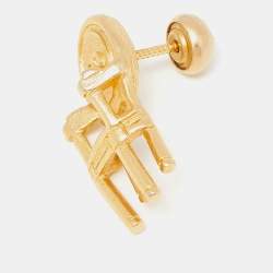 Pre Owned Christian Dior Vintage Gold Plated CD Chair Pin Brooch
