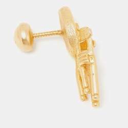 Pre Owned Christian Dior Vintage Gold Plated CD Chair Pin Brooch