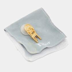 Pre Owned Christian Dior Vintage Gold Plated CD Chair Pin Brooch