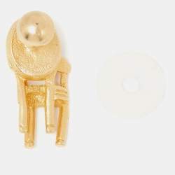 Pre Owned Christian Dior Vintage Gold Plated CD Chair Pin Brooch