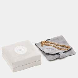 Christian Dior Vintage Gold Tone CD Rhinestone Chain Necklace