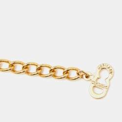 Christian Dior Vintage Gold Tone CD Rhinestone Chain Necklace