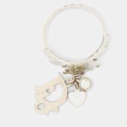 Dior Bague Enamel Crystal Silver Tone Charm Ring Size 52