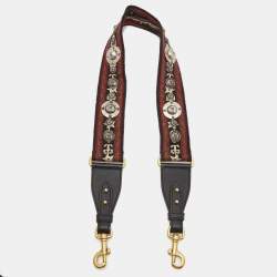 Dior Multicolor Embroidered Canvas and Leather Embellished Shoulder Bag Strap