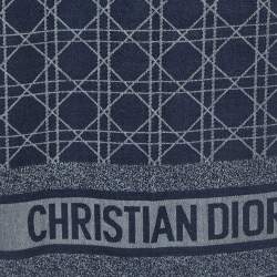 مملوكة مسبقًا Christian Dior Blue Patterned Cashmere Blend Scarf 