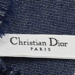 مملوكة مسبقًا Christian Dior Blue Patterned Cashmere Blend Scarf 
