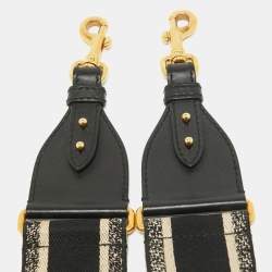 Pre Owned Dior Black Logo Embroidered Canvas Book Shoulder Strap