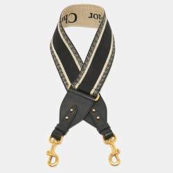 Pre Owned Dior Black Logo Embroidered Canvas Book Shoulder Strap