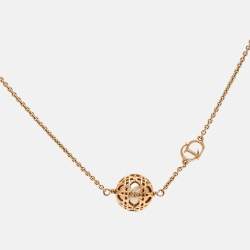 Pre Owned Dior Secret Cannage Faux Pearl Gold Tone Bracelet