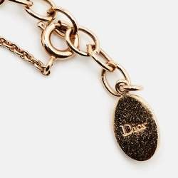 Pre Owned Dior Secret Cannage Faux Pearl Gold Tone Bracelet