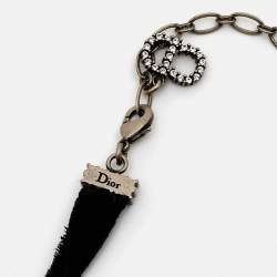 Pre Owned Dior J'adior Crystal Studded Black Velvet Choker Necklace