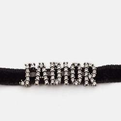 Pre Owned Dior J'adior Crystal Studded Black Velvet Choker Necklace