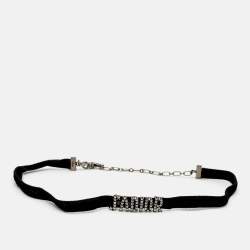 Pre Owned Dior J'adior Crystal Studded Black Velvet Choker Necklace