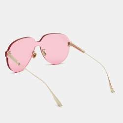 Pre Owned Dior Pink Tinted Dior Color Quake Aviator Sunglasses
