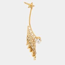 Dior Jadior Crystals Gold Tone Single Cuff Earrings