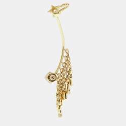 Dior Jadior Crystals Gold Tone Single Cuff Earrings
