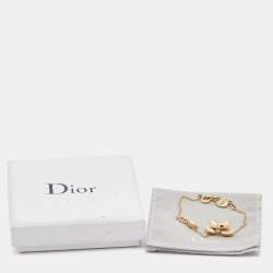Pre Owned Dior Floral Crystals Gold Tone Bracelet