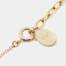 Pre Owned Dior Floral Crystals Gold Tone Bracelet