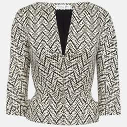 Christian Dior Cream/Black Pixel Pattern Cotton Blend Flared Jacket S