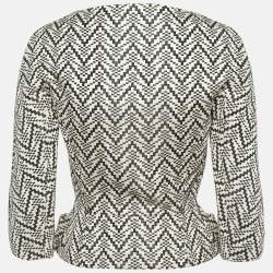 Christian Dior Cream/Black Pixel Pattern Cotton Blend Flared Jacket S