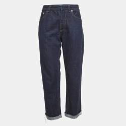 Christian Dior Navy Blue Raw Edge Denim Jeans M Waist 34"