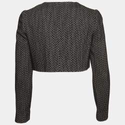 Pre Owned Christian Dior Black Tweed Cropped Jacket S